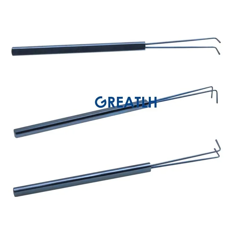 GREATLH Ophthalmic Hook Double Ended Manson Hook Titanium Alloy Surgical Hook Ophthalmic Tool