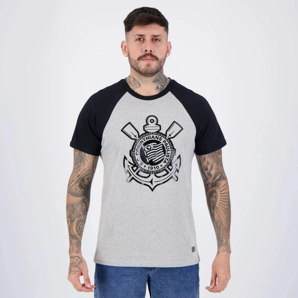 

Лето 2025 г., винтажная дышащая тренировочная футболка реглан Fan Corinthians! Клубный герб × Ретро-полоски — × 3D для повседневного отдыха унисекс!