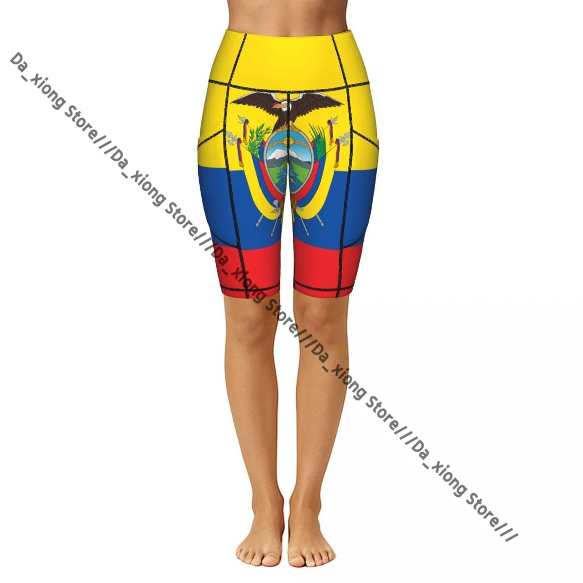 Ladies Yoga Shorts Flag Of Ecuador Breathable Gym Running Workout Pants