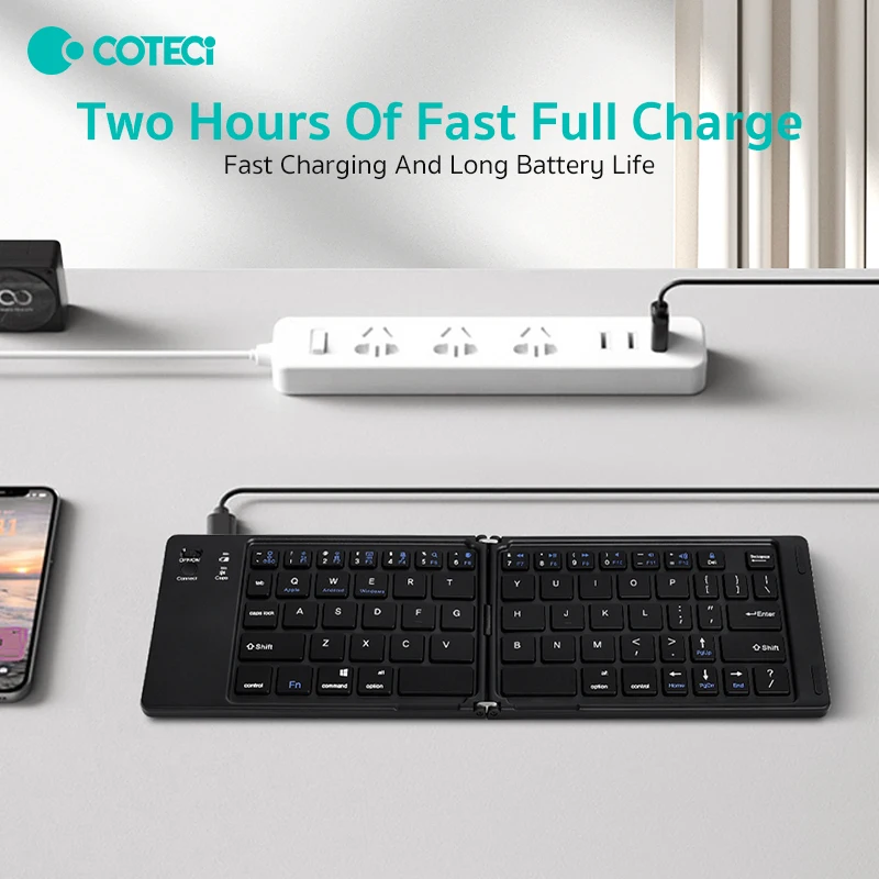 COTECi Folding Bluetooth Keyboard Wireless Silent Ipad Mobile Phone Tablet Universal Notebook Compact Portable and Comfortable