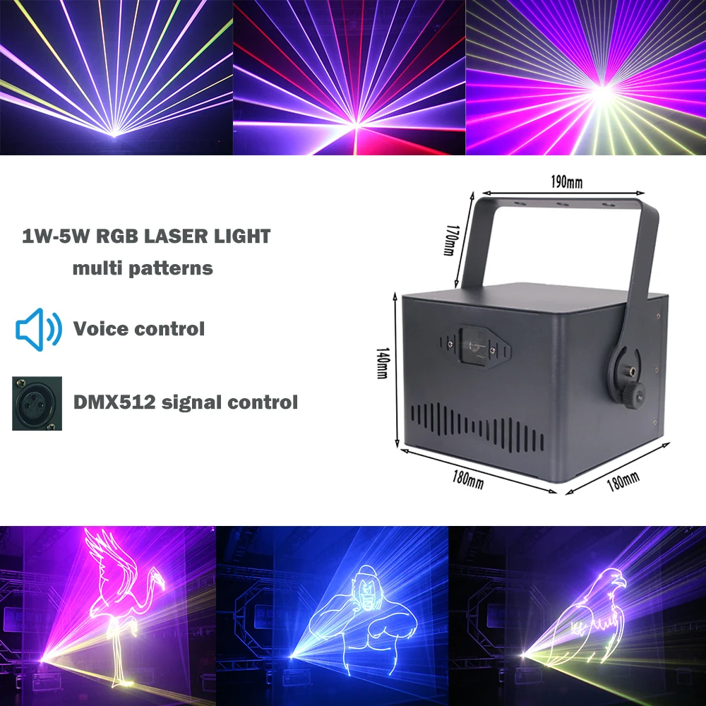 Dj Lights Mini 1W 3W 5W RGB Laser Light for Club Party Wedding Stage Laser Projector