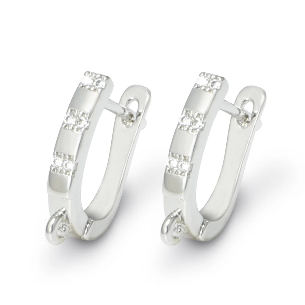 1 زوج أقراط خطاف نحاسي مع اكسسوارات الزركون DIY بها بنفسك مستلزمات صناعة المجوهرات هيبوالرجينيك 18K الذهب/الروديوم مطلي