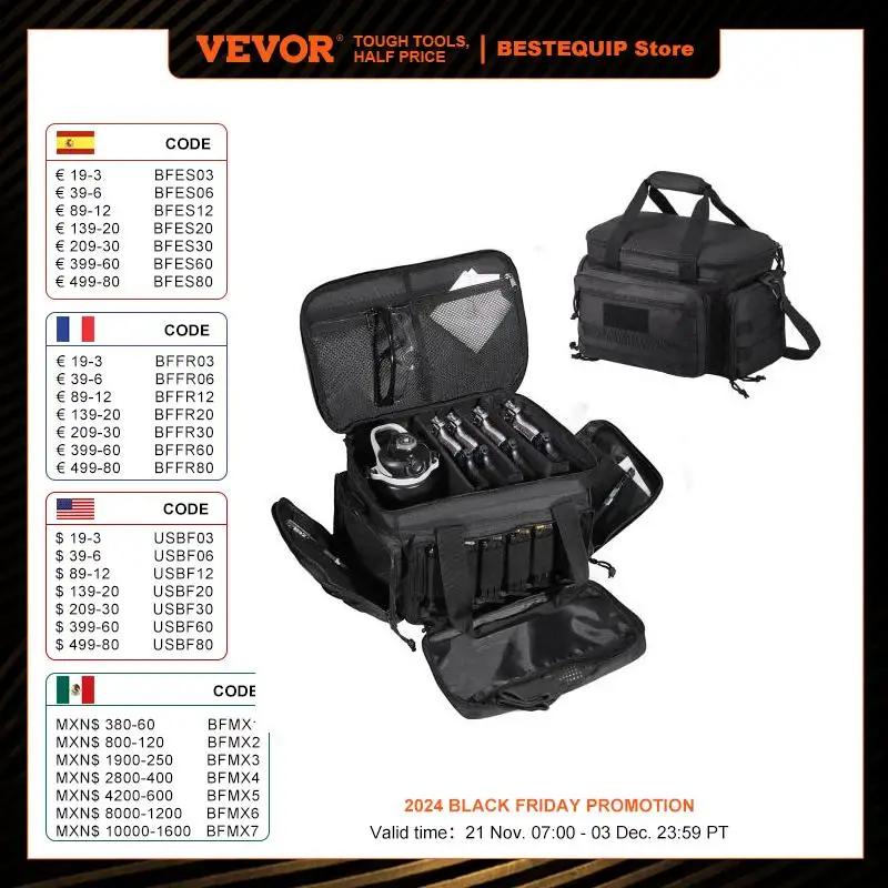 VEVOR Range Bag for Pistols Tactical Gun Range Bag with Detachable Baffles & Magazines Firearm Shooting Handgun Bag for Hunting