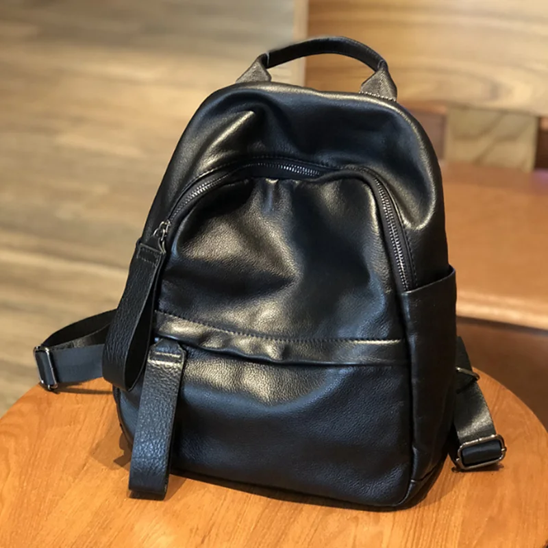 

Cowhide backpack female leather 2024 new fashion casual first layer cowhide large capacity backpack European and American style