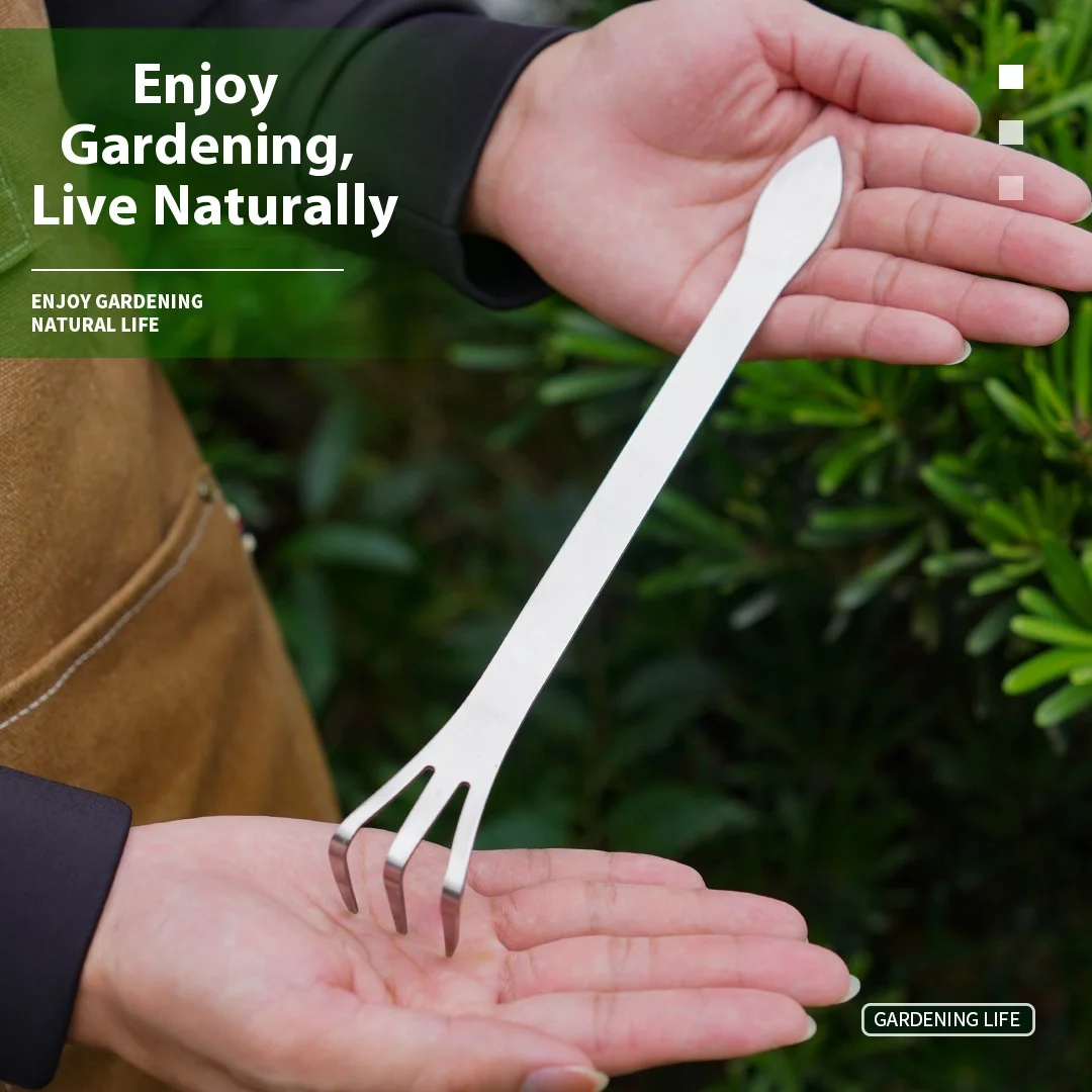 

Stainless Steel Handheld Garden Fork Soil Loosening Tool Bonsai Making Equipment Bud Pruning Pressing Soil Hand Tiller