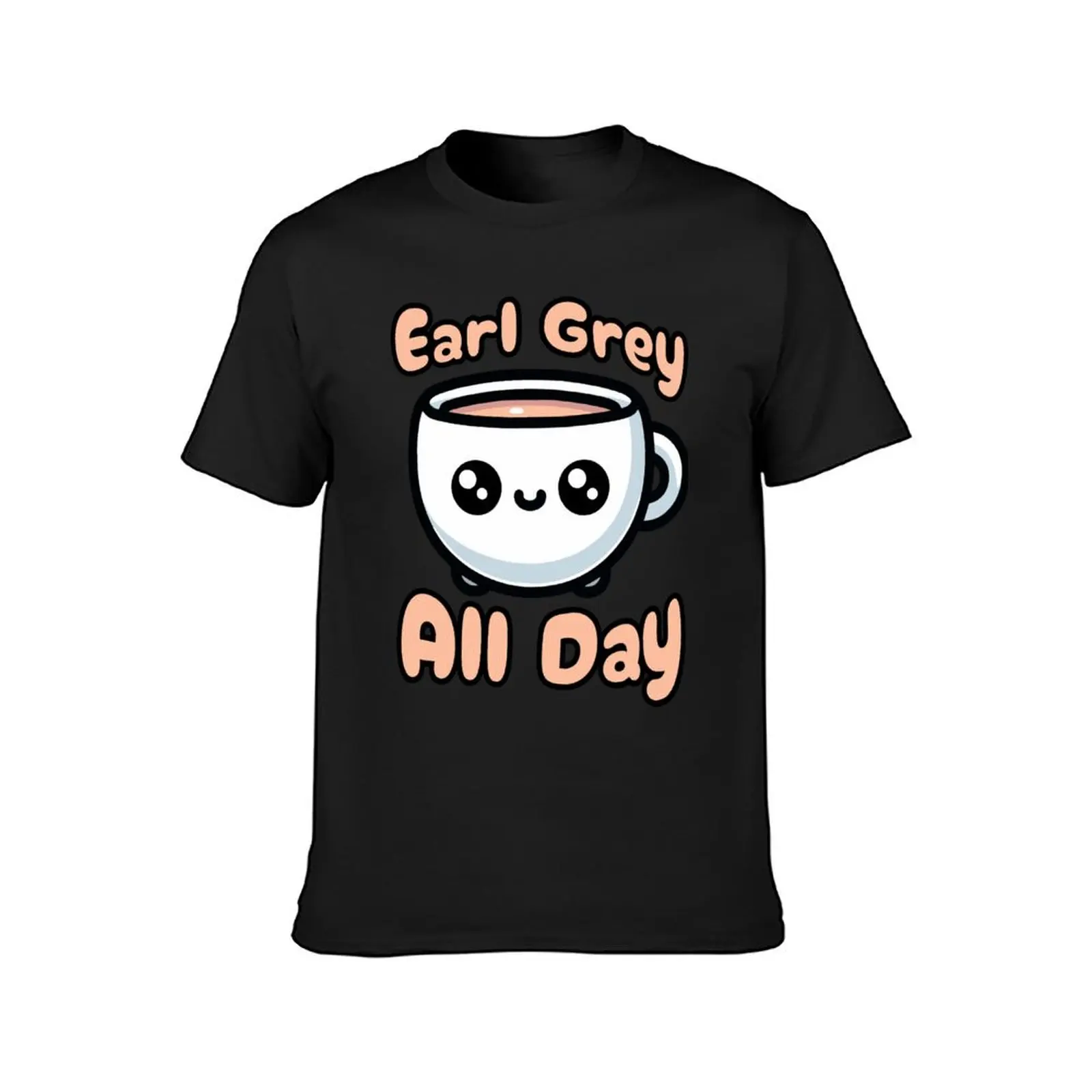 Earl Grey All day! Cute Tea Cup Cartoon T-Shirt korean fashion boys animal print anime men clothes