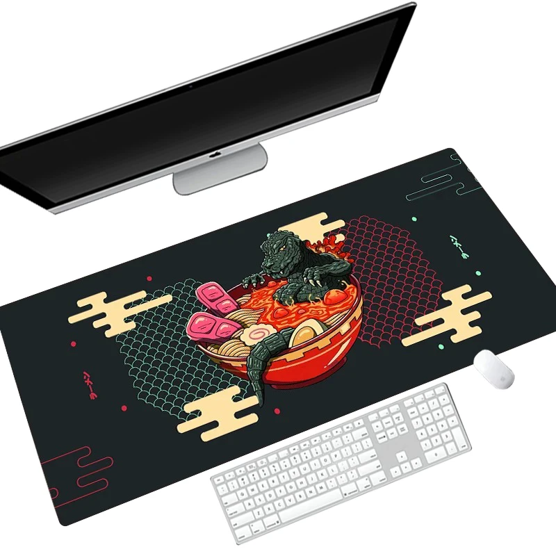 Drop Shipping  Hand-Pulled Noodle Rubber Placemat Gaming Mouse Pad Art Large Keyboard Mousepads Desk Mat for Laptop Gamer Pad