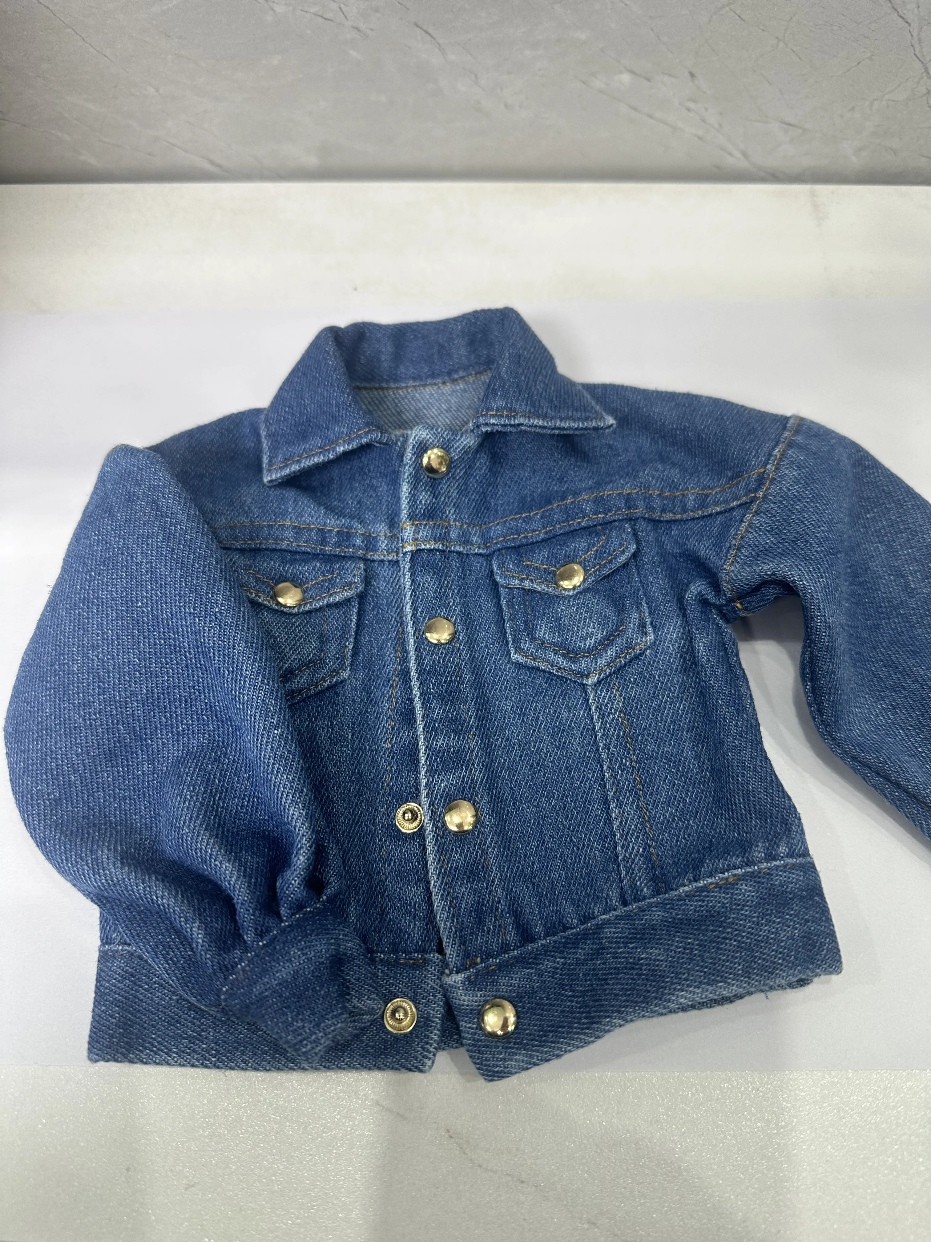 

D04-B297 Children handmade toy BJD/SD doll clothes 1/4 1/3 po68 70 uncle ID75 2d customized blue Washed denim coat 1pcs