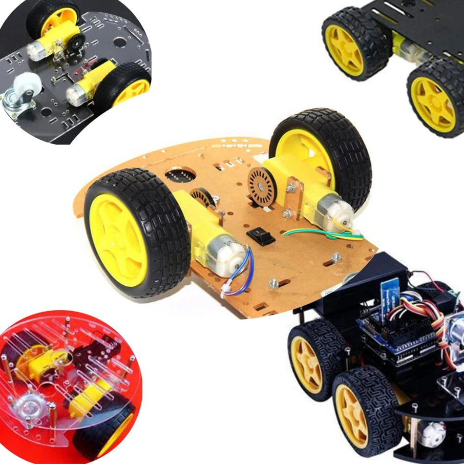 4 PCs DC Electric Motor DC 3-6V Dual Shaft Geared TT Magnetic Gearbox Engine with 65mm Plastic Car Tire Wheel Smart RC Car Robot