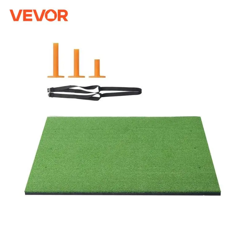 VEVOR 5 x 5 FT Golf Hitting Mat Artificial Turf Golf Hitting Mat Thickened Golf Hitting Training Aids with 3 Rubber Tees Mat