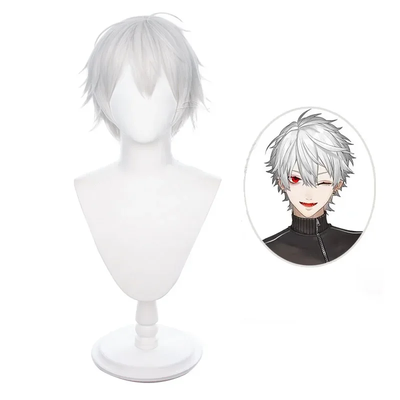 Nijisanji gamers vtuber Kuzuha cosplay wig unisex silver gray short hair or long straight hair double Tiger clip women's wigs