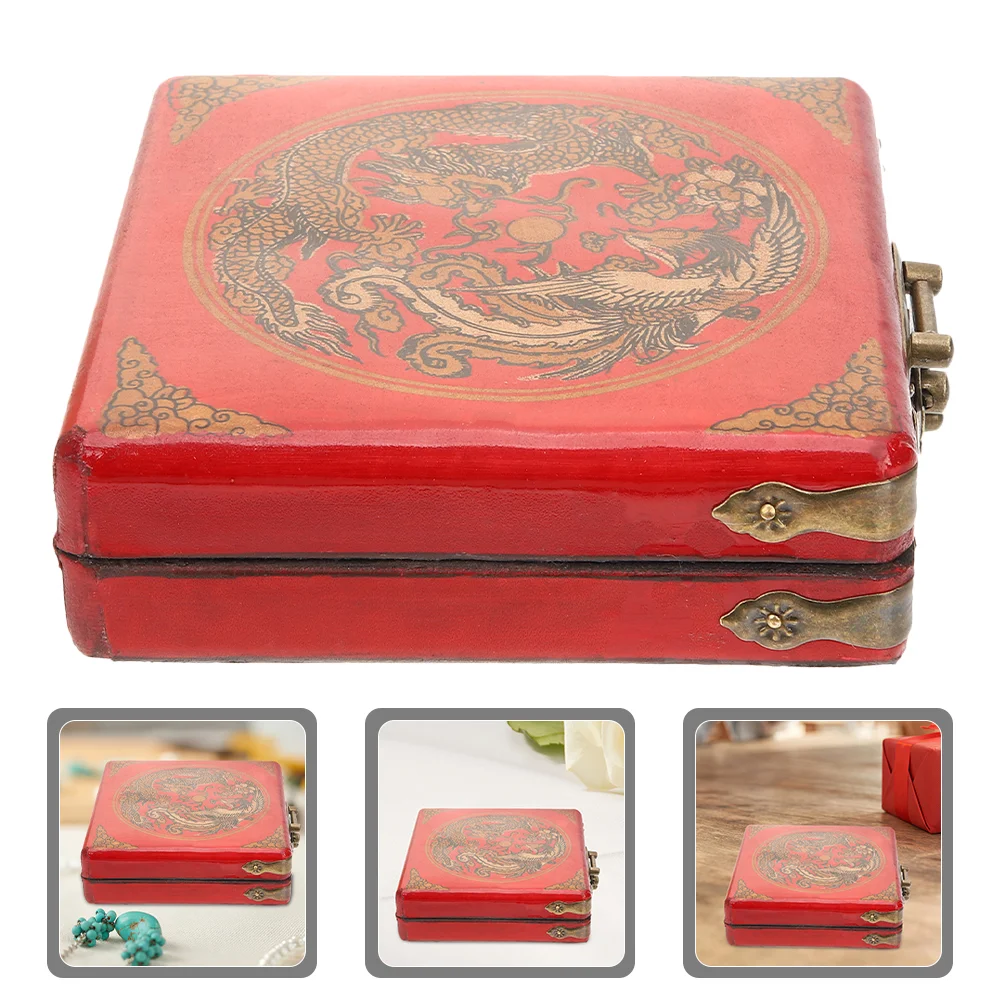 

Chinese Jewelry Box Handmade Vintage Jewelry Organizer Wooden Gift Box Antique Trinket Case Dragon Bangle Container Bracelet