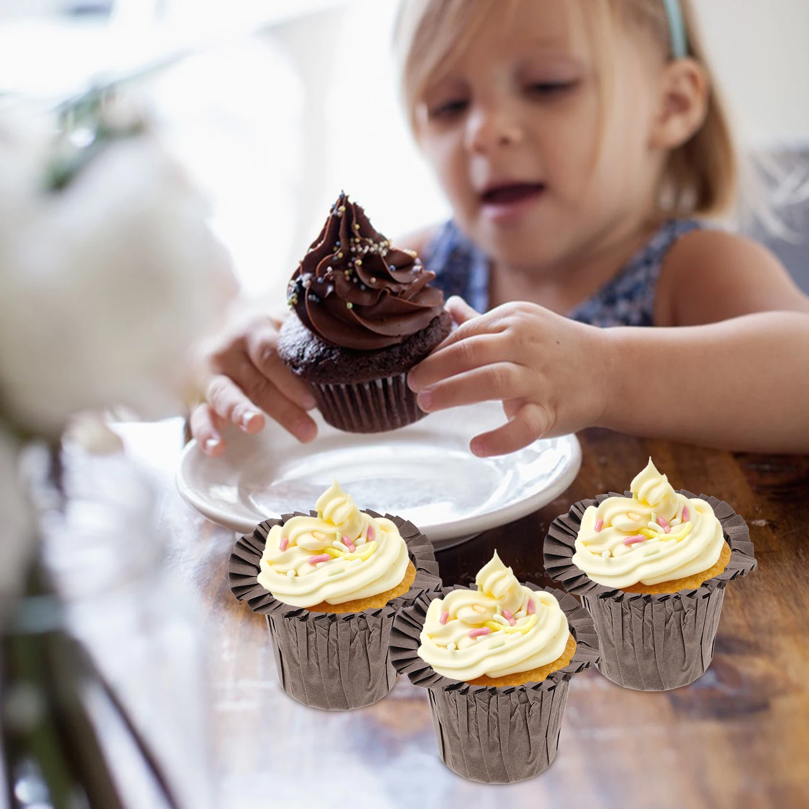 

30 Pcs Top Hat Paper Cupcake Holders Brown Large Capacity Baking Cups Muffin Liners Oil Paper Safe Kitchen Barware