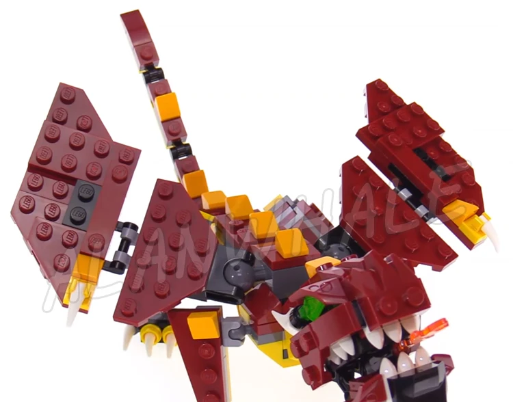 223 Stück Creator 3in1 Mythische Kreaturen Feuerdrache Riesenspinne Troll 11044 Bausteinspielzeug Kompatibel mit Modell