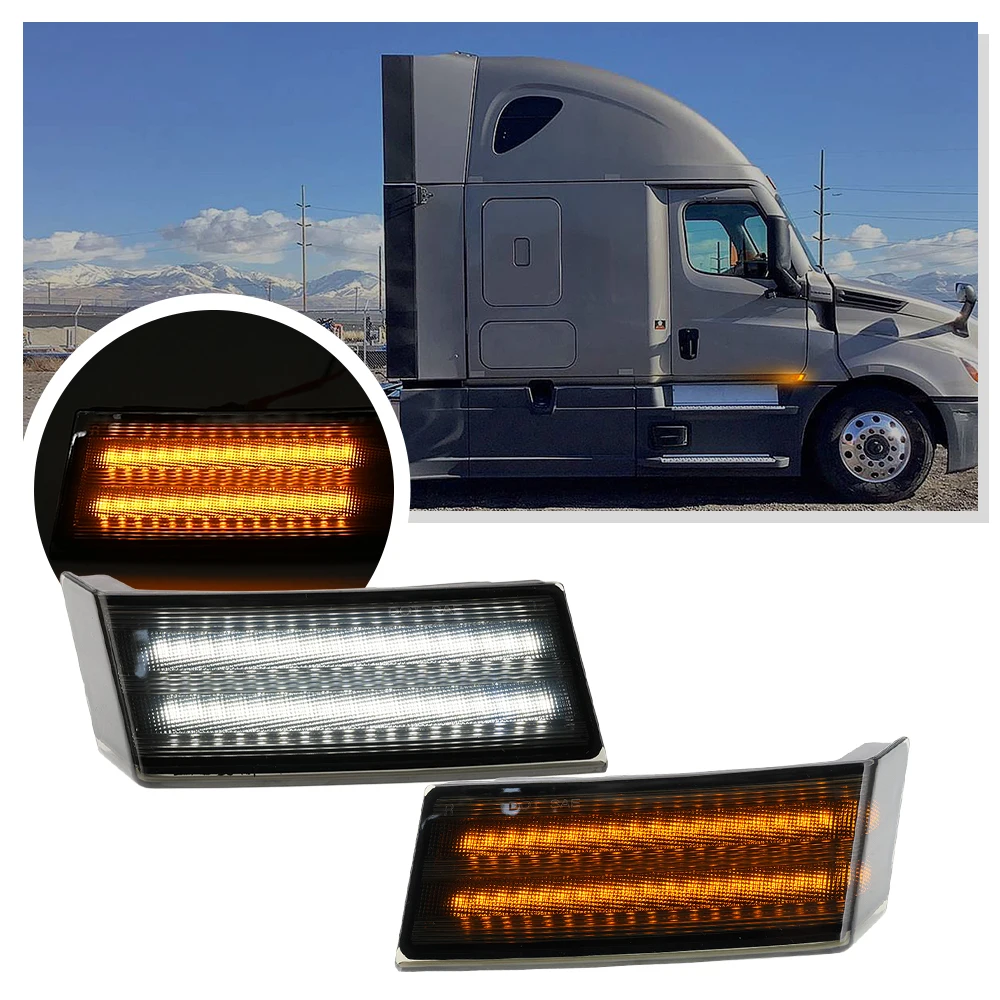 

Dual color Amber Side Marker White parking light Turn Signal Lights for2018-2025 Freightliner Cascadia