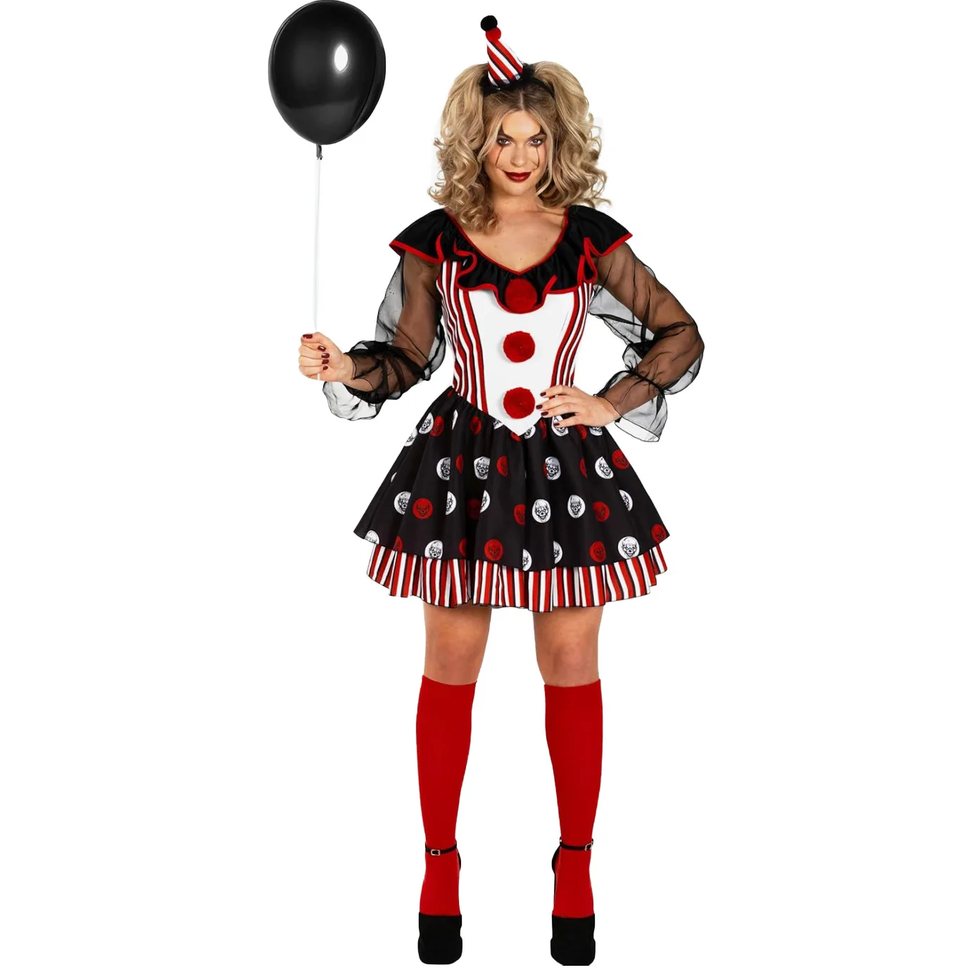 

SXL Halloween Circus Zombie Clown COS Costume Performance Stage Play Theme Party Outfit Women's Ethnic Fashion