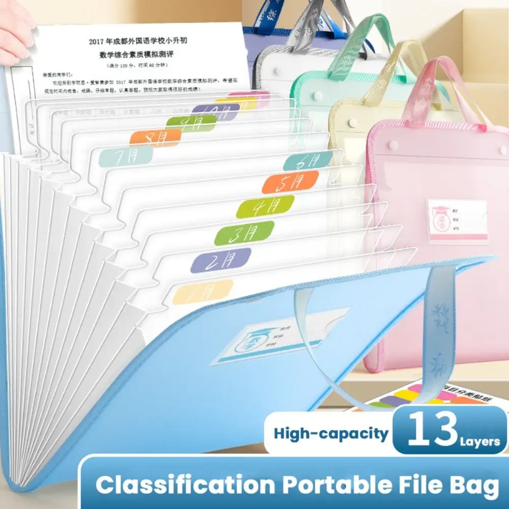 Cartella portadocumenti impermeabile in PP A4 Borsa portadocumenti portatile a 13 strati Borsa portadocumenti ad alta capacità regalo