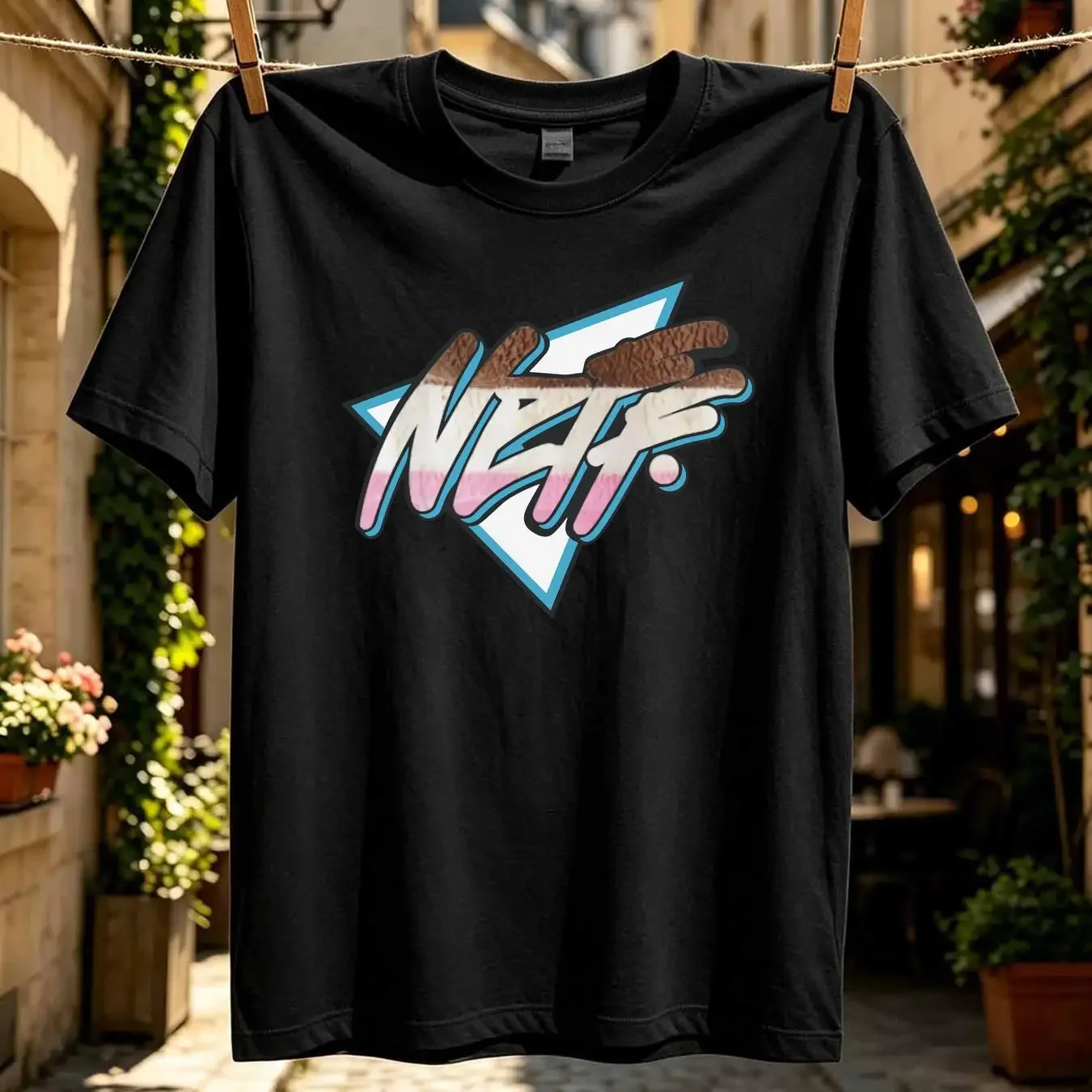 washed T Shirt Neff Daily Triangle Filled Cotton  Men's Large White New long or sleeves vintage Washed homme Casual Stretched