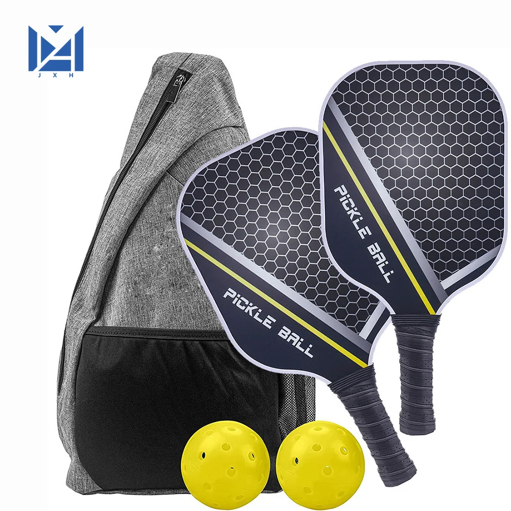 Zestaw wioseł Pickleball - zestaw lekkich rakiet z grafitowego włókna węglowego, zatwierdzony przez Usapa. Ćwiczenia wewnętrzne i zewnętrzne dla wszystkich grup wiekowych