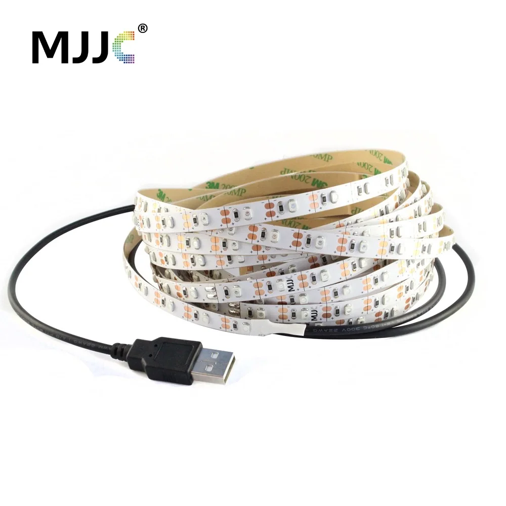 MJJC LED Strip Lighting System 5M SMD3528 Warm Cool White 5V USB LED Modules String Lamp