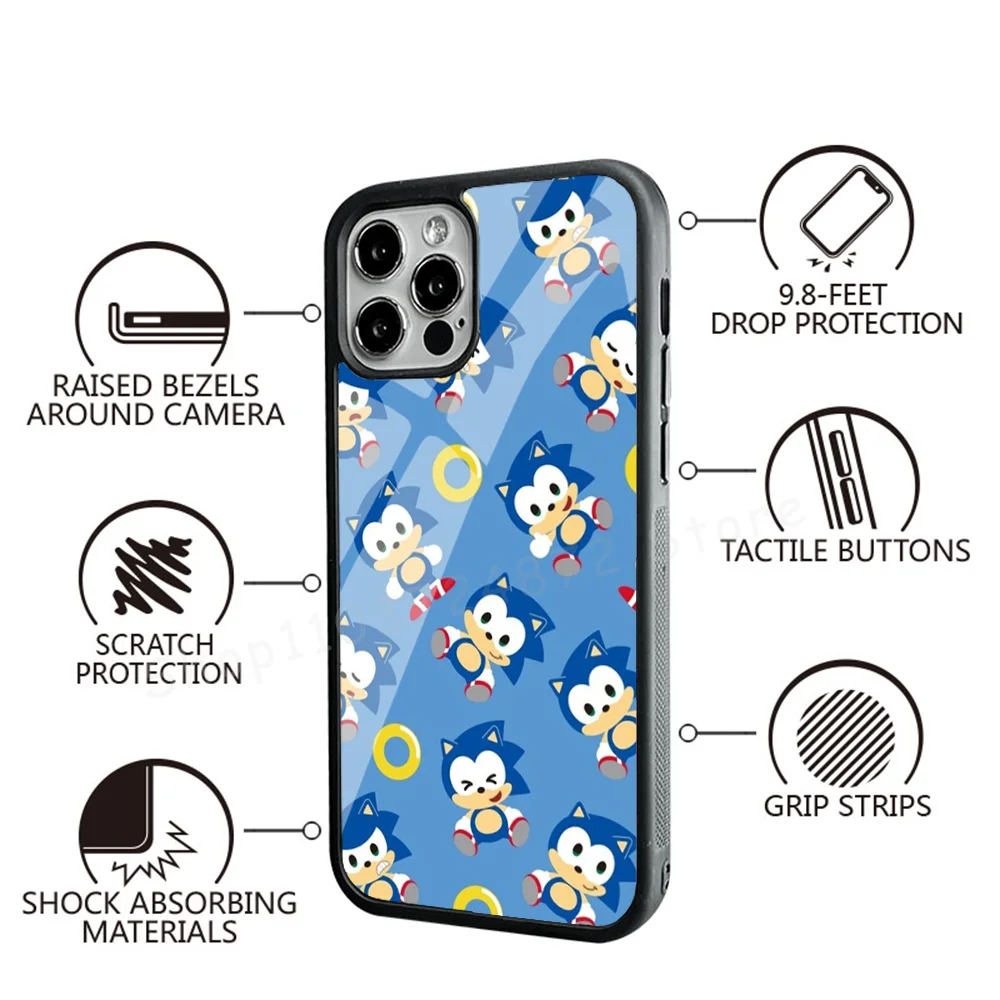 Sonics Cute H-Hedgehogs Phone Case Strong Magnetic For IPhone 15 14 13 Pro Max Mini Alex Mirror For Magsafe Wireless Charging