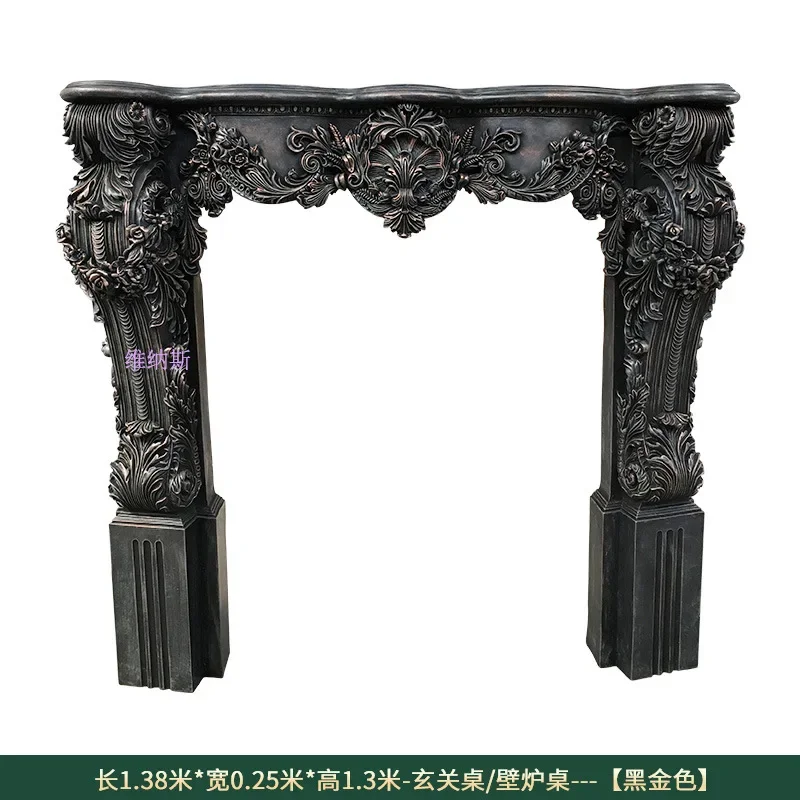 Entrance table Fireplace table European style living room club decoration carved entrance table against the wall