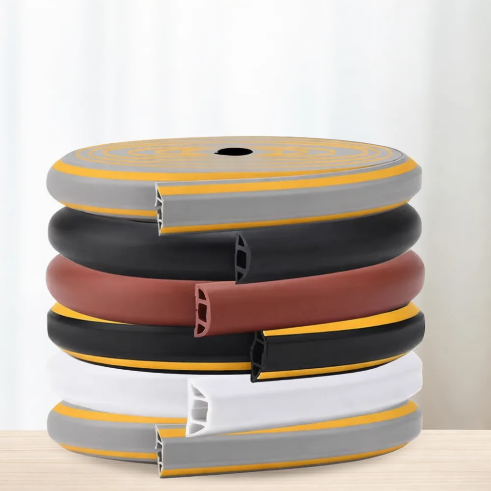 Flexible PVC Wire Raceway Floor Cable Protector Flame Retardant Management Channel For Office Home Industrial Cable Organizing