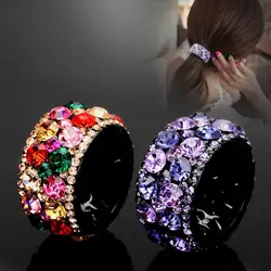 Elegant Non-slip Comb Design Ponytail Hair Clip Colorful Rhinestone Decor Ponytail Hairpin Styling Tool