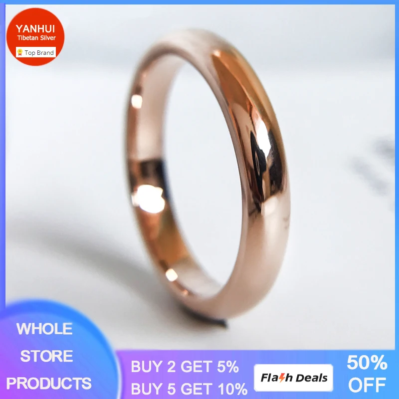 YANHUI Dainty Rose Gold Color Stainless Steel Rings for Women Christmas Gift Minimalist Wedding Band Never Fade Promise Jewelry