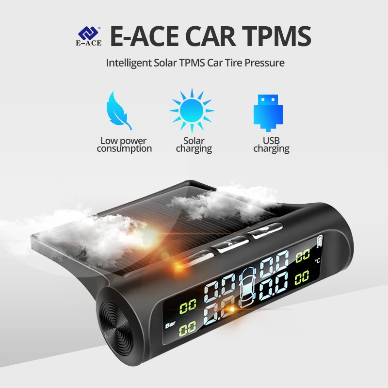 ACCEO Solar TPMS USB Auto Wireless Car Alarm Teyes Sensor Electronic Devices Accessories Smart Parking Sensors Monitoring system