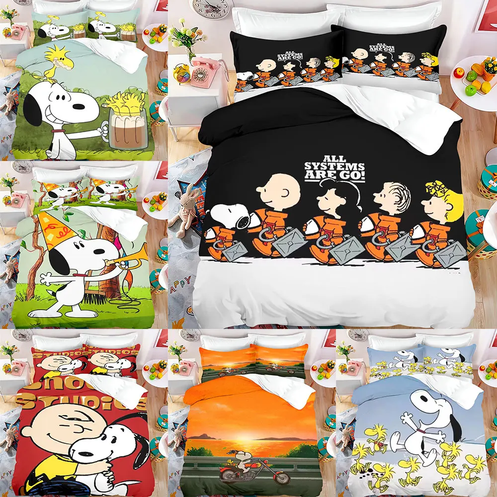 

Cartoon Snoopy Bedding Sets Cute Bed Cover Comforter Duvet Cover Pillow Case 2-3 Pieces Sets Children Bedroom Decoration