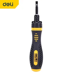 DELI Ratche Phillips Slotted Dual Purpose Scalable Ratchet Screwdrivers CR-V Magnetic Screw Driver Repair Manual Tool