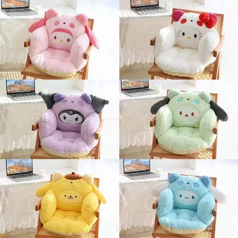 45cm Sanrio Warm Cushion Kuromi Hello Kitty Cinnamoroll My Melody Integrated Half Surrounding Chair Cushion Kids Fart Cushio