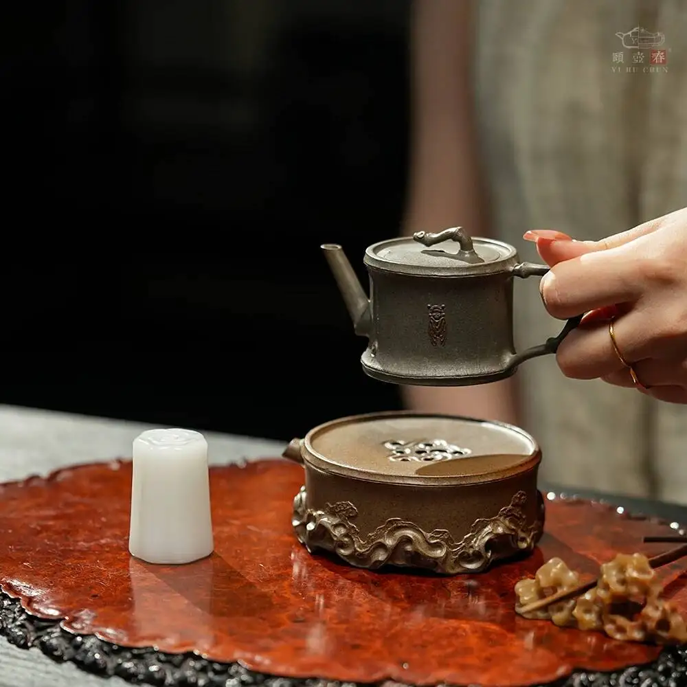 Yi Hut Spring High-End Purple Clay Teapot, Crafted By Renowned Master Ma Mingxiang, Handmade Coaster, Original Mineral Clay,