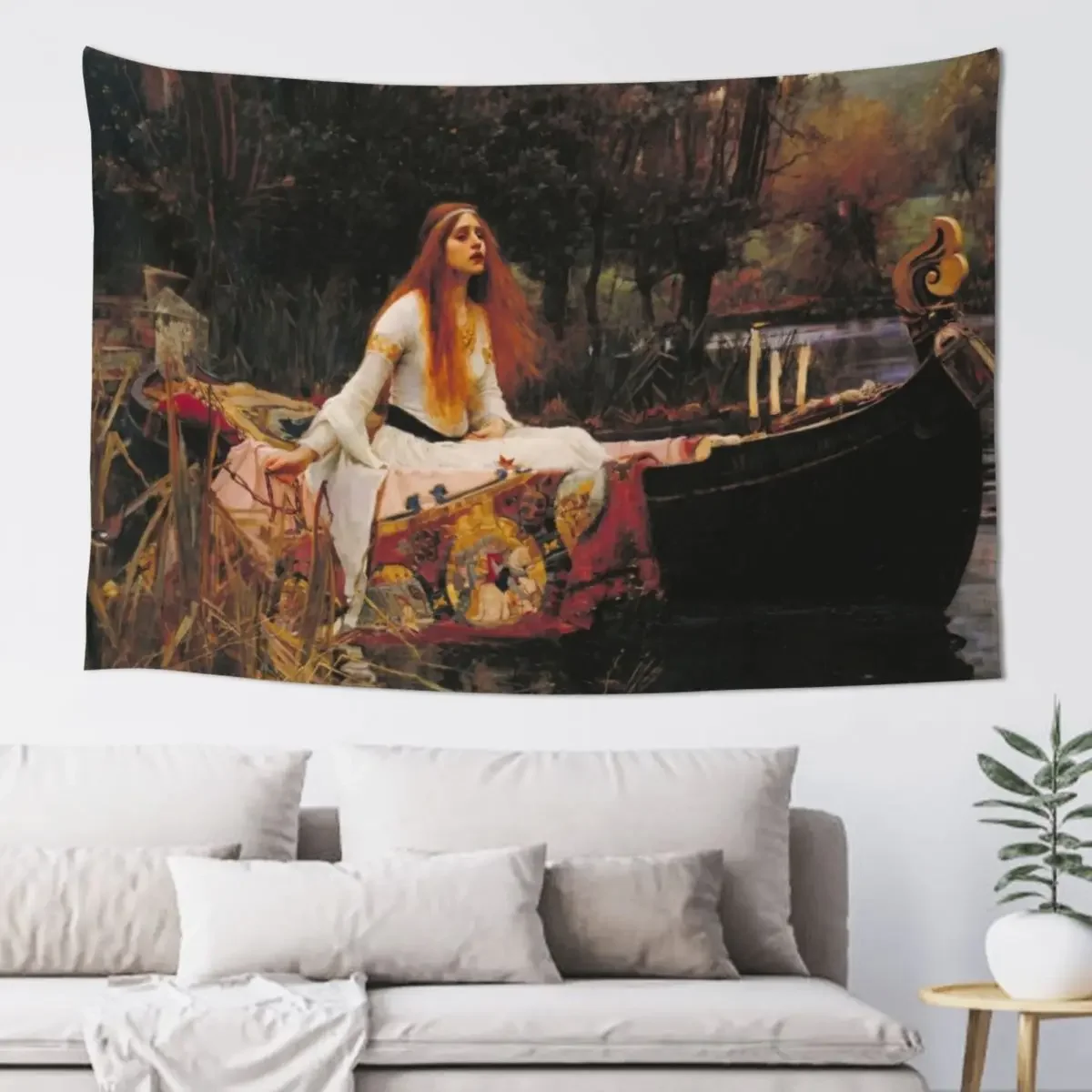 The Lady of Shallot - John William Waterhouse Tapestry Wall Art Kawaii Room Decor Tapestry