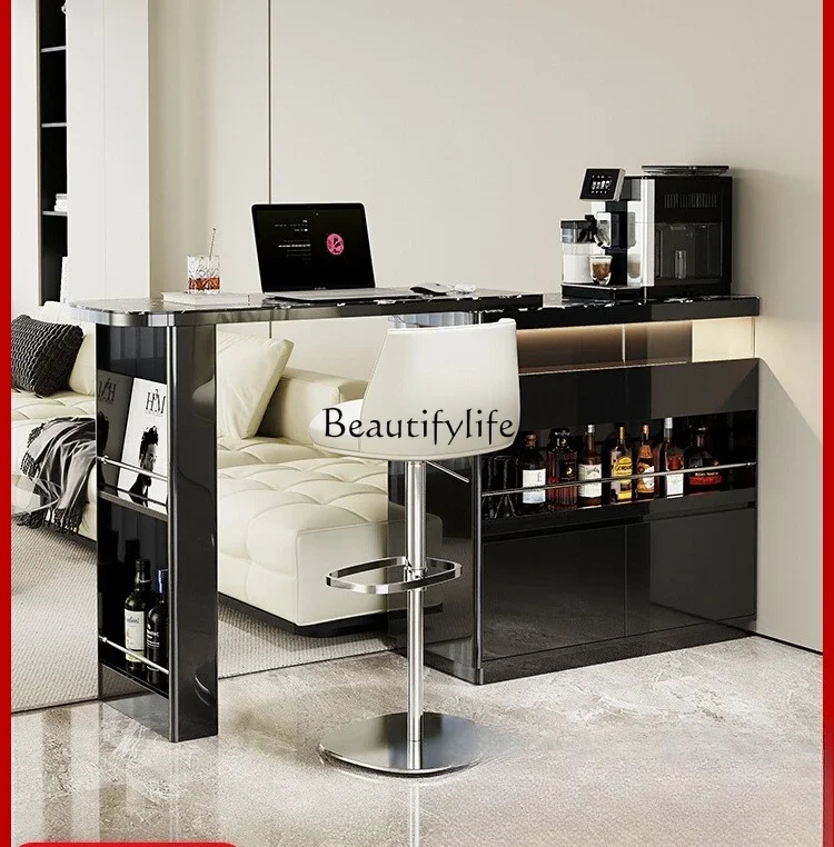 

FG40*Bar, dining side cabinet, integrated light luxury and high-end living room partition solid wood rock slab locker