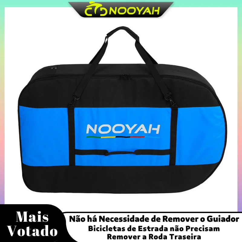 NOOYAH Bolsa para Transporte de Bicicleta, Sem Necessidade de Remover o Guidão, Rodas, MTB, Bolsa de Bicicleta de Estrada, Tecido de Três Camadas, Dobrável, 2 em 1, Bolsa Multifuncional
