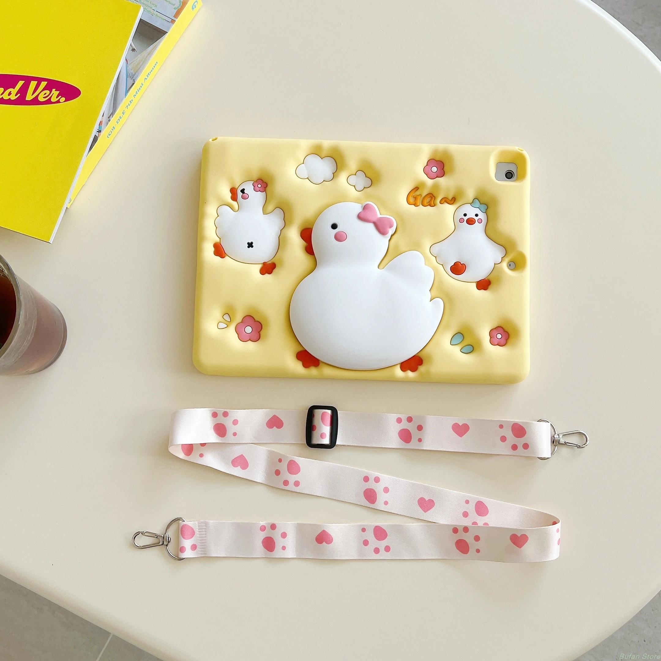 

Kids Case for RedmiPad SE 11 inch 2023 Xiaomi Pad 6 Pad 6Pro Pad5 Pad 5PRO 11 Silicone Cover Built in Yellow Duck Bracket Shell