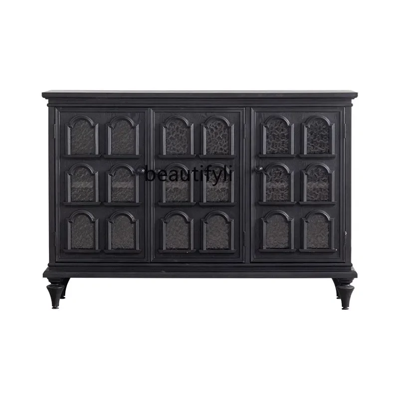 

xz1American medieval style dining side cabinet integrated floor-to-ceiling living room entrance cabinet French storage cabinet