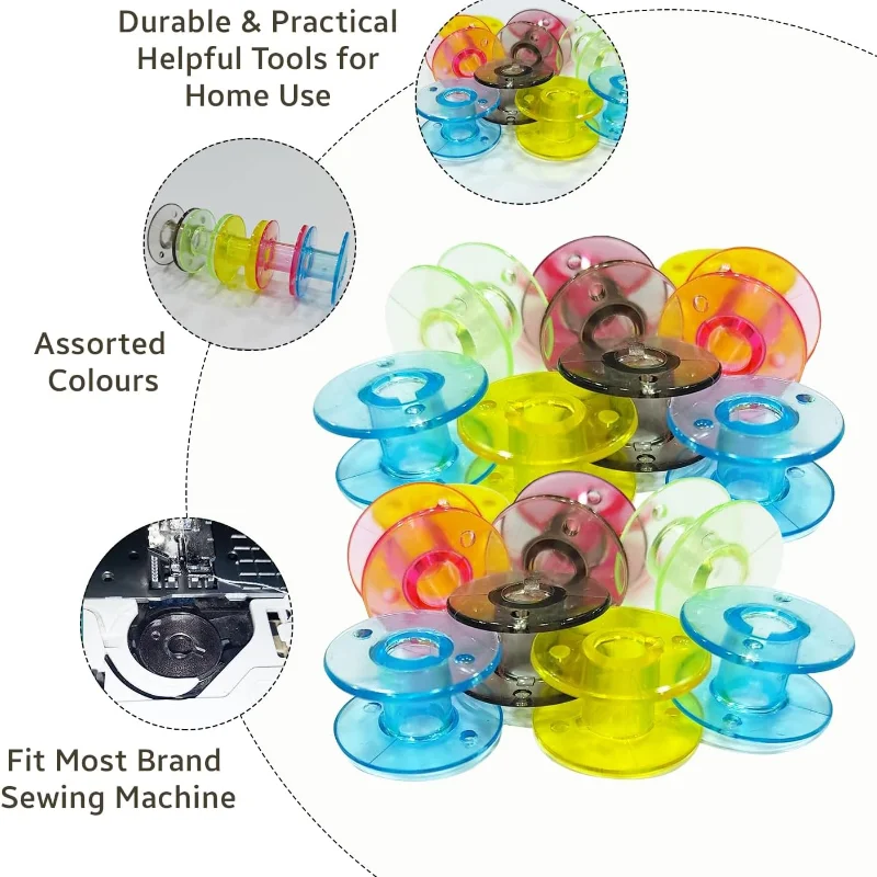 10/50pcs Transparent Multi-colored Sewing Machines Spools Plastic Empty Spools Sewing Machine Tool Universal Spool Accessories