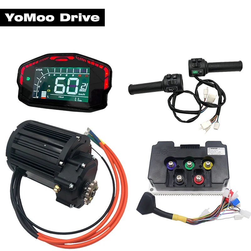 QS138 90H 4KW V3 Mid Drive Motor with BLDC Fardriver ND72450 Controller and ONE-LIN DKD Display T08 Throttle