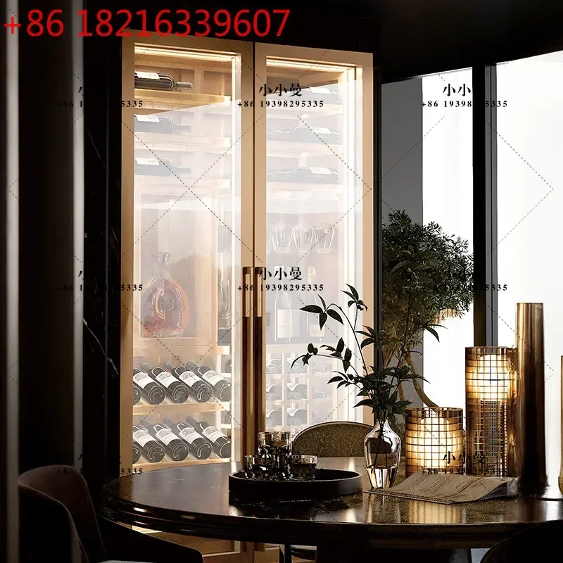 Wine Cabinet Constant Temperature Moisturizing Double Door Large Capacity Stainless Steel Multifunctional Wine Display Cabinet