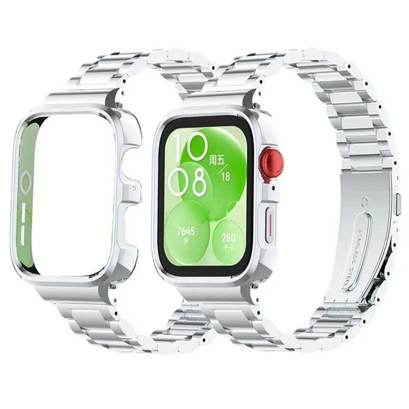 

Металлический ремешок, защитный чехол для Huawei Watch Fit3, ремешок для часов из нержавеющей стали для huawei watch fit3, браслет, защитный чехол, рамка