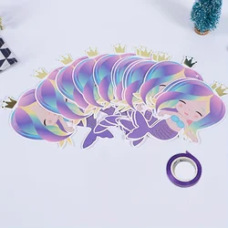 Banderines de sirena de dibujos animados para niña, decoración para fiesta de cumpleaños, boda, guirnalda, banderines, suministros para fiesta de bebé