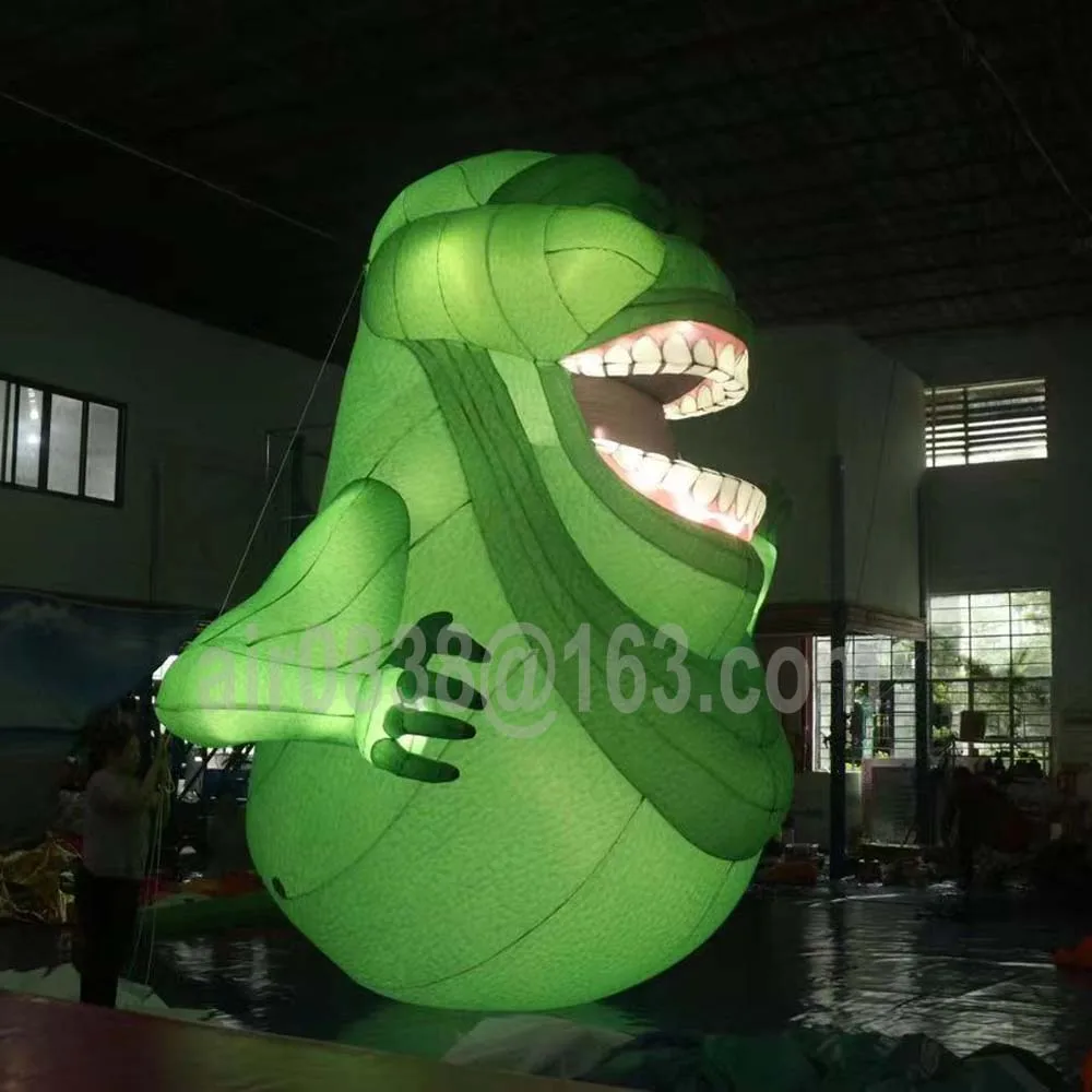 Outdoor Halloween Inflatable Slimer Ghost With Led Lights Blower Inflatable Green Monster Blow Up Devil For Festival Decoration