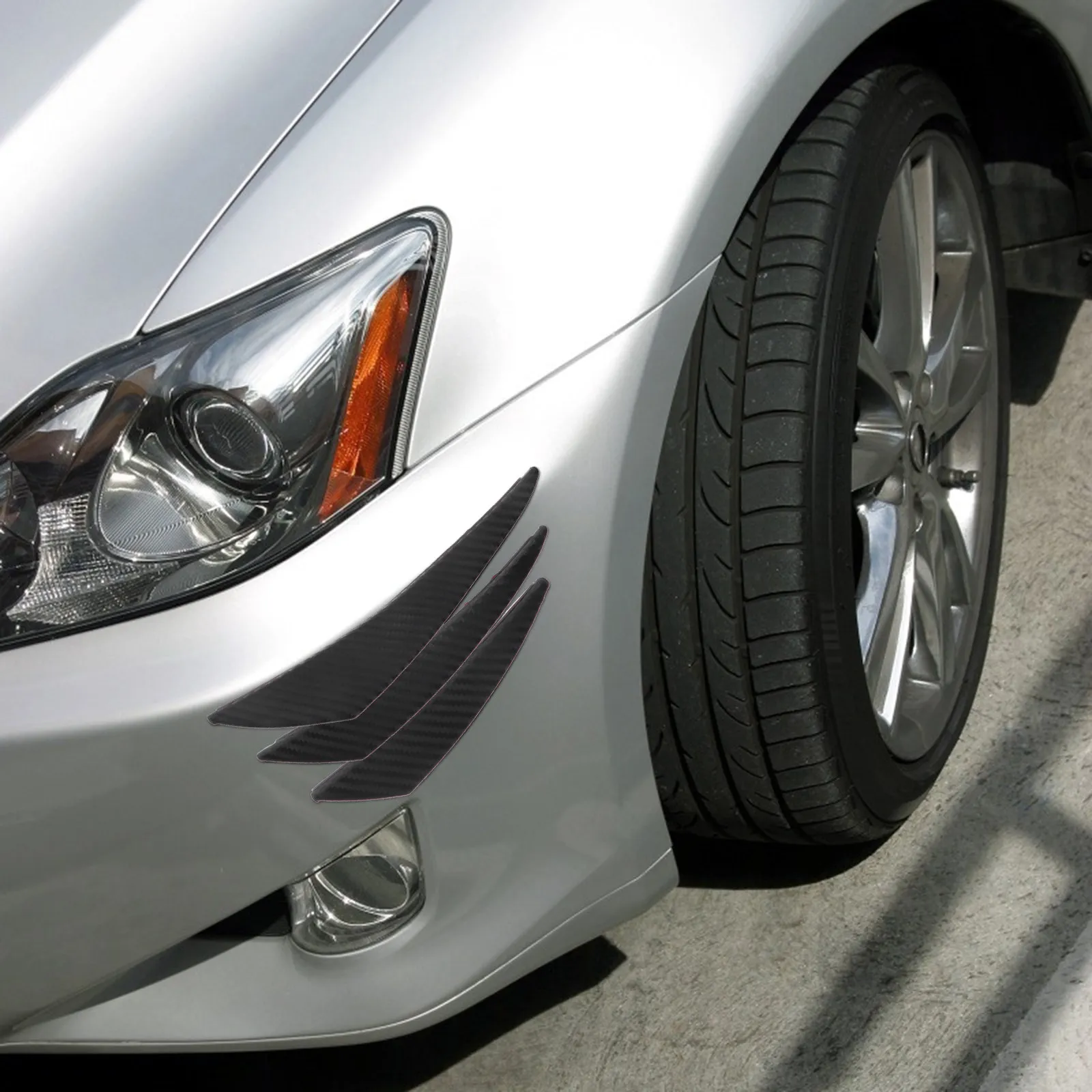 

1Set Bumper Diffuser Fins Carbon Fiber Texture Front Bumper Lip Splitter for Car Styling Auto Body Spoiler Strip Canard