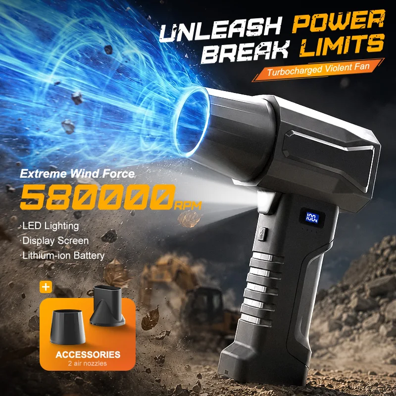 Mini Electric Blower Fan High Speed Air Duster Portable Turbo Jet Dust Cleaner Rechargeable Battery Powered Blower
