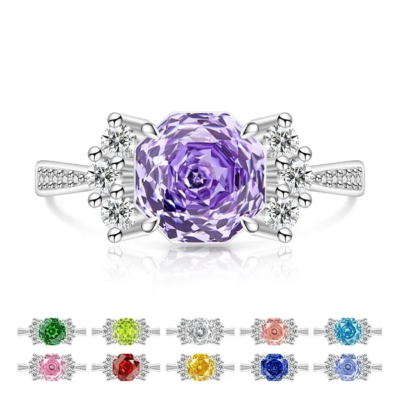 Sweet 925 Sterling Silver Light Luxury Rose Cut High Carbon Diamond Ring Sweet Candy Shape Cute Jewelry - view 5