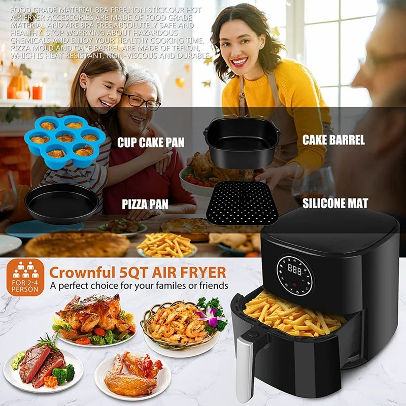 1 Set For COSORI Gowise Phillips NINJA Cozyna Airfryer Most 3.7Qt And Larger Oven,With Cake Barrel, Pizza Pan