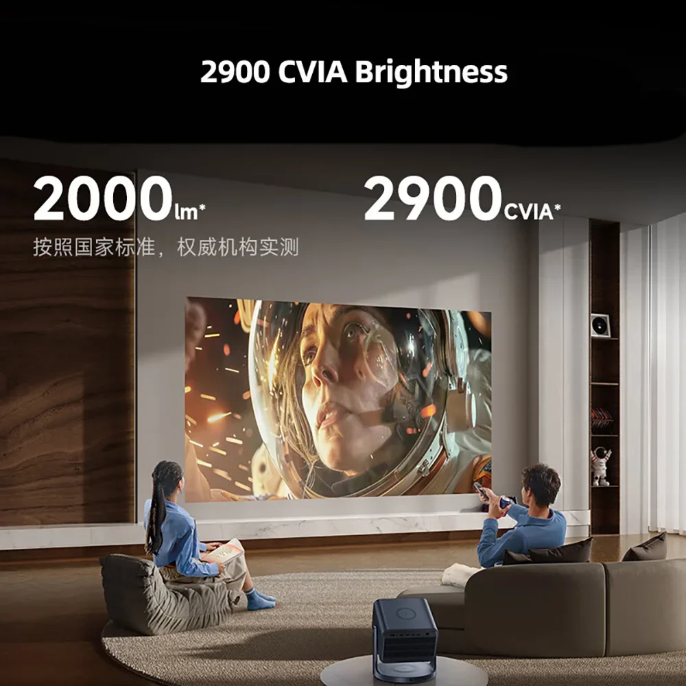 C2s Projector, 4K Full Color Text Laser Projectors with Imax HDR10 240HZ USB Beamer Rotating Gimbal for Ceiling Proyector